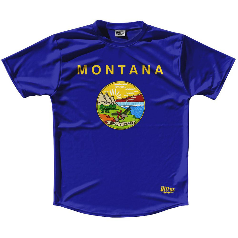 Ultras Montana State Flag Running Cross Country Track Shirt Made In USA - Blue