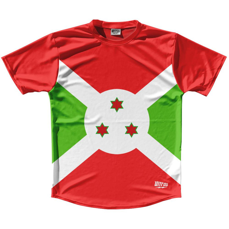 Burundi Country Flag Running Shirt Track Cross Country Performance Top Made In USA - Red