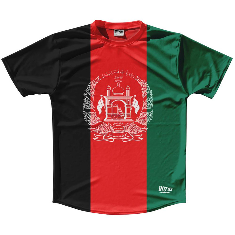 Afghanistan Country Flag Running Shirt Track Cross Country Performance Top Made In USA - Black Red