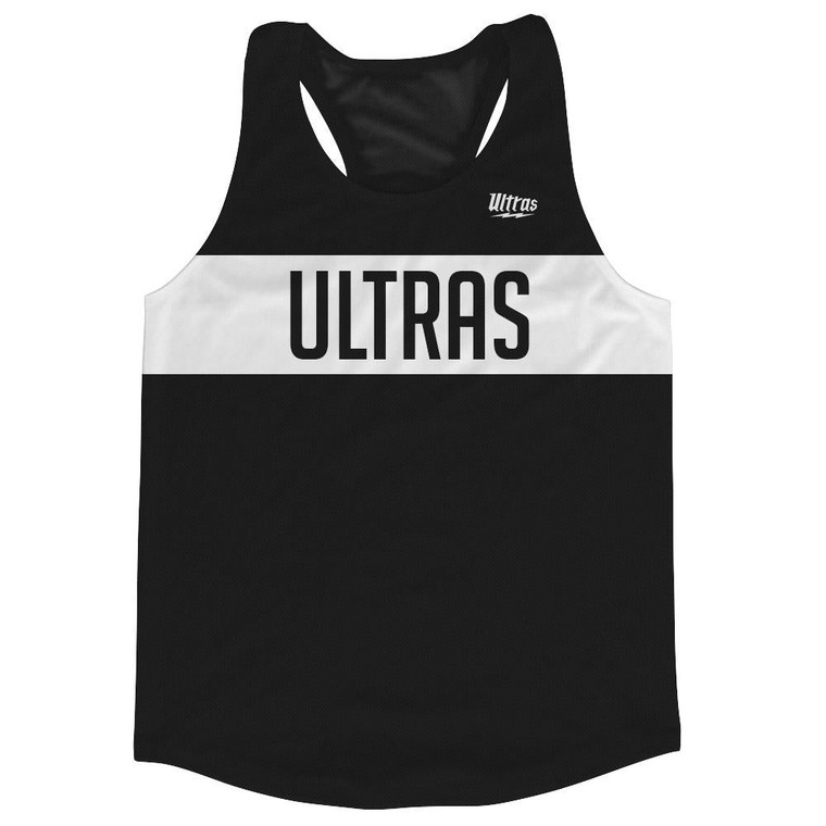 Ultras Black and White Finish Line Running Tank Top Racerback Track and Cross Country Singlet Jersey Made In USA - Black & White