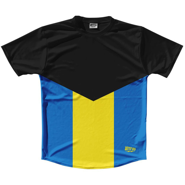 Bahamas Country Flag Running Shirt Track Cross Country Performance Top Made In USA - Black Blue