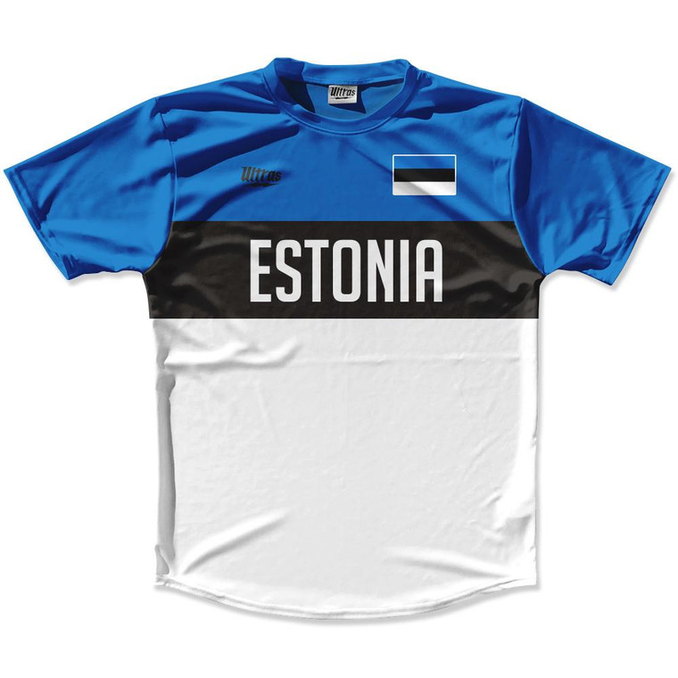 Ultras Estonia Flag Finish Line Running Cross Country Track Shirt Made In USA - Blue White