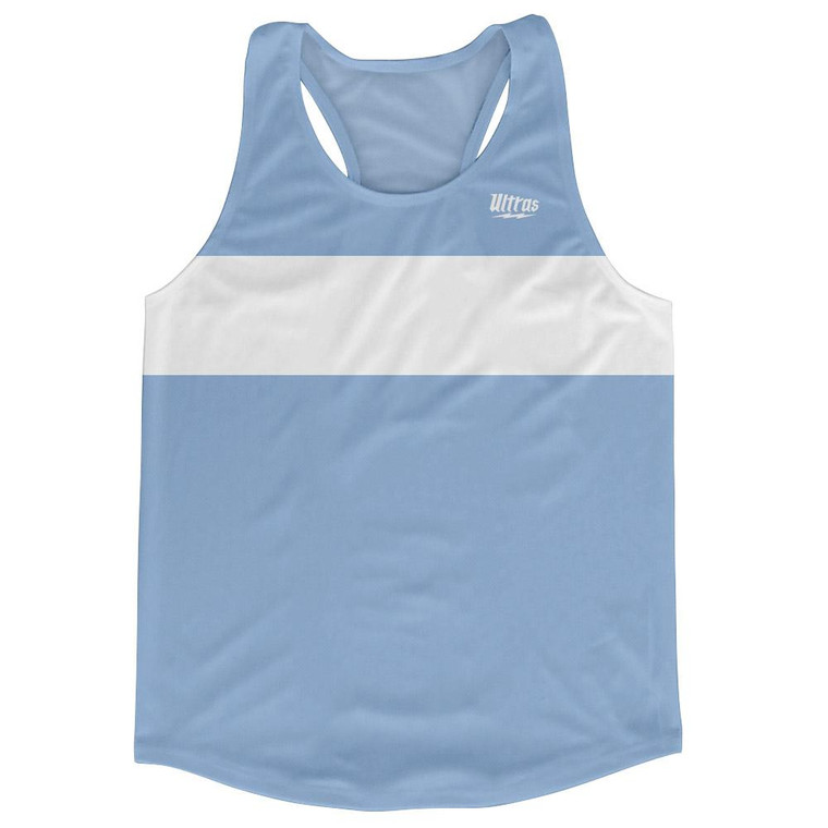 Ultras White and Carolina Blue Blank Finish Line Running Tank Top Racerback Track and Cross Country Singlet Jersey Made In USA - White & Carolina Blue