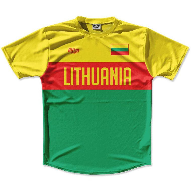 Ultras Lithuania Flag Finish Line Running Cross Country Track Shirt Made In USA - Green Yellow