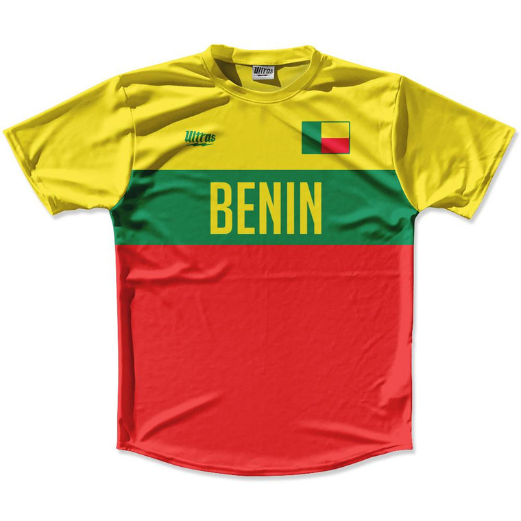 Ultras Benin Flag Finish Line Running Cross Country Track Shirt Made In USA - Yellow Red