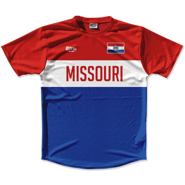 Ultras Missouri Flag Finish Line Running Cross Country Track Shirt Made In USA - Red Royal