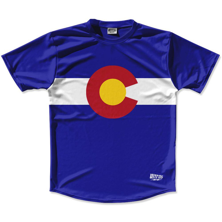 Ultras Colorado State Flag Running Cross Country Track Shirt Made In USA - Blue White