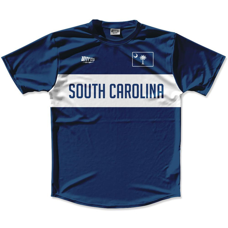 Ultras South Carolina Flag Finish Line Running Cross Country Track Shirt Made In USA - Navy