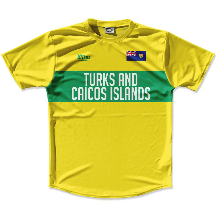 Ultras Turks & Caicos Islands Flag Finish Line Running Cross Country Track Shirt Made In USA - Yellow