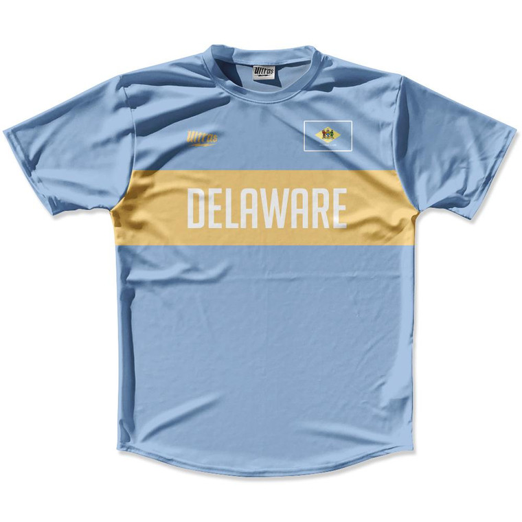 Ultras Delaware Flag Finish Line Running Cross Country Track Shirt Made In USA - Light Blue