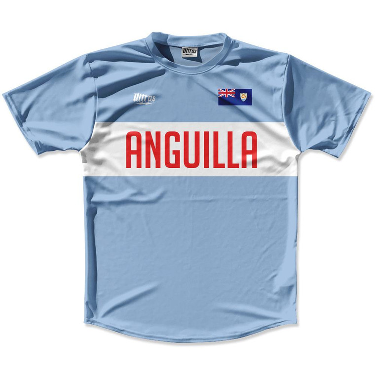 Ultras Anguilla Flag Finish Line Running Cross Country Track Shirt Made In USA - Light Blue
