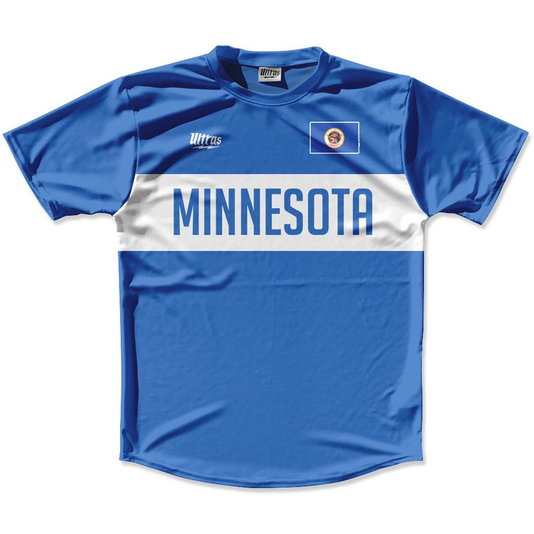 Ultras Minnesota Flag Finish Line Running Cross Country Track Shirt Made In USA - Blue