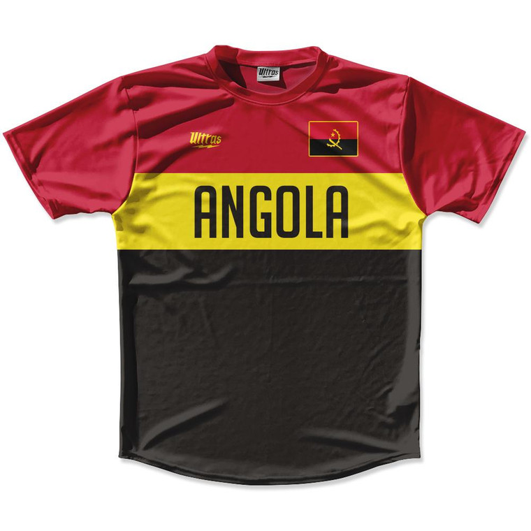 Ultras Angola Flag Finish Line Running Cross Country Track Shirt Made In USA-Maroon Black