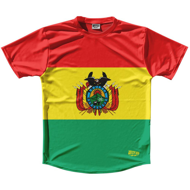 Bolivia Country Flag Running Shirt Track Cross Country Performance Top Made In USA-Red Yellow