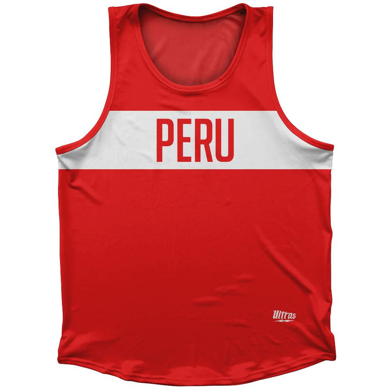 Peru Country Finish Line Sport Tank Top Made In USA-Red