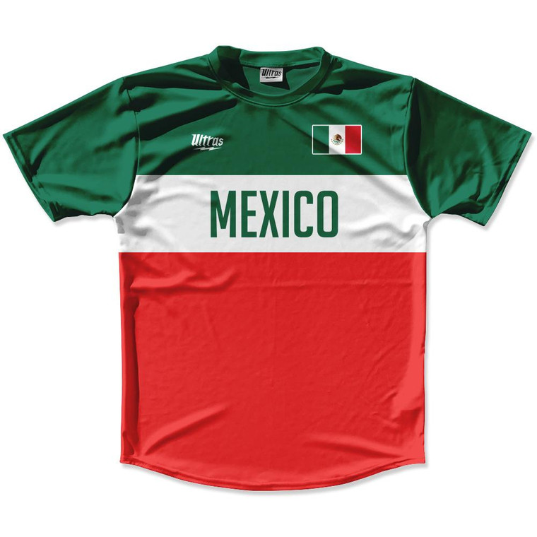 Ultras Mexico Flag Finish Line Running Cross Country Track Shirt Made In USA-Green Red