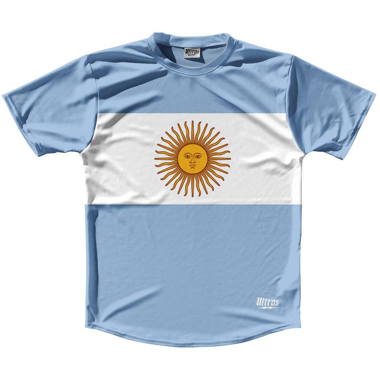 Argentina Country Flag Running Shirt Track Cross Country Performance Top Made In USA - Blue