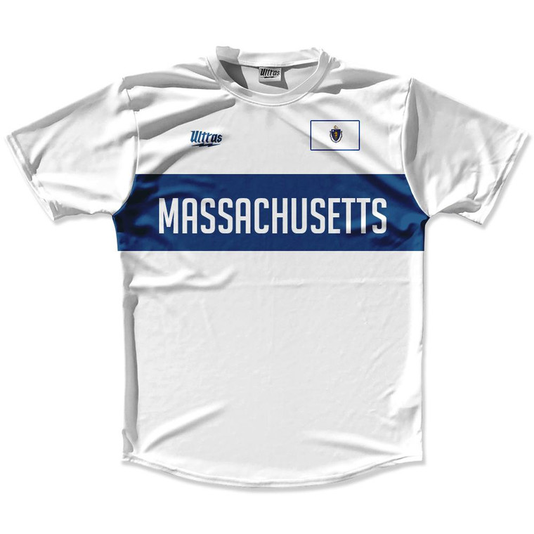 Ultras Massachusetts Flag Finish Line Running Cross Country Track Shirt Made In USA - White