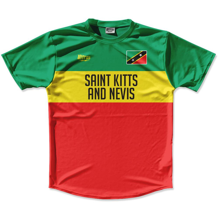 Ultras Saint Kitts & Nevis Flag Finish Line Running Cross Country Track Shirt Made In USA - Green Red
