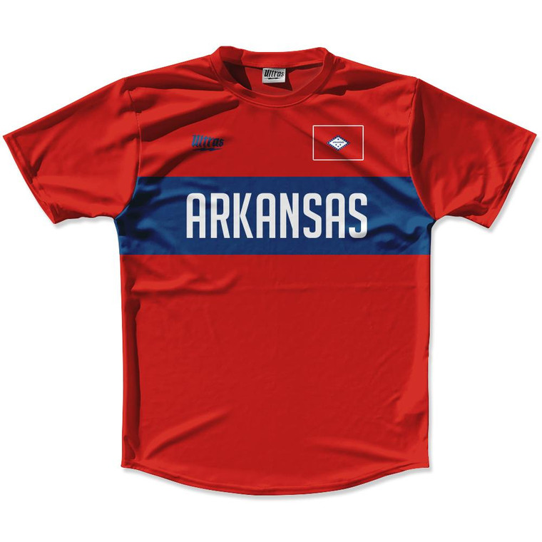 Ultras Arkansas Flag Finish Line Running Cross Country Track Shirt Made In USA - Red