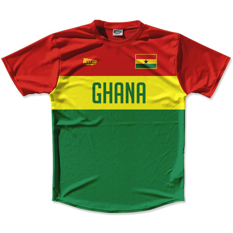 Ultras Ghana Flag Finish Line Running Cross Country Track Shirt Made In USA - Red Green