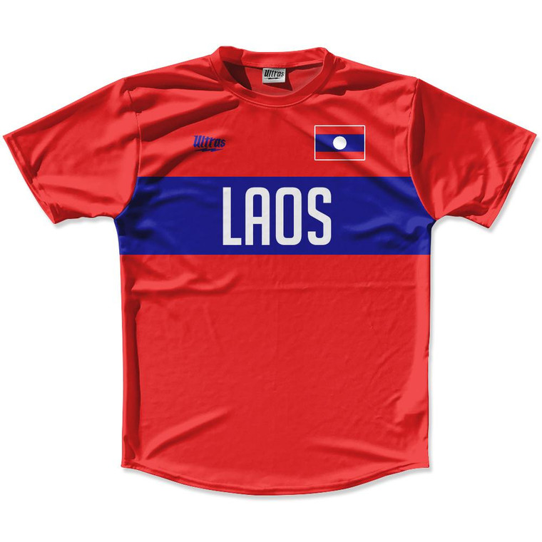 Ultras Laos Flag Finish Line Running Cross Country Track Shirt Made In USA - Red