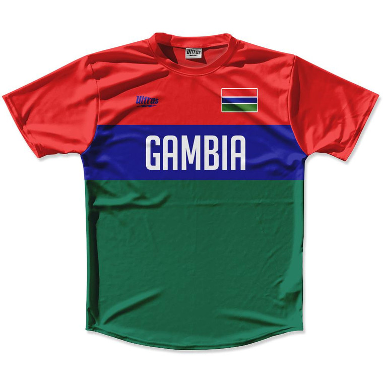 Ultras Gambia Flag Finish Line Running Cross Country Track Shirt Made In USA - Green Red