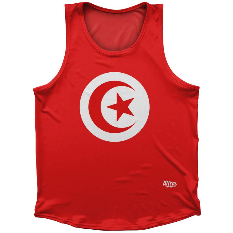 Tunisia Country Flag Sport Tank Top Made In USA - Red White