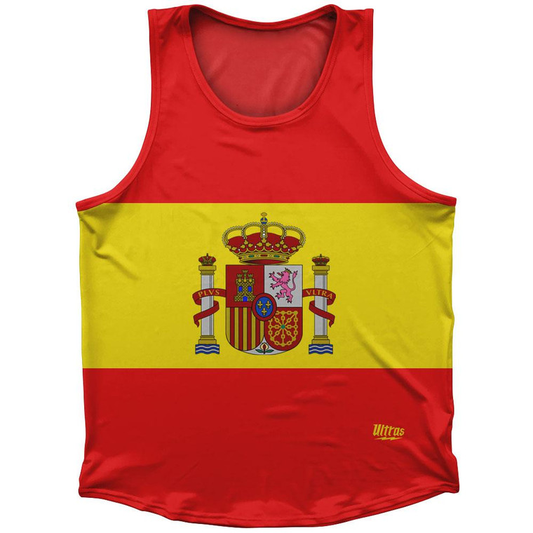 Spain Country Flag Sport Tank Top Made In USA - Red Yellow