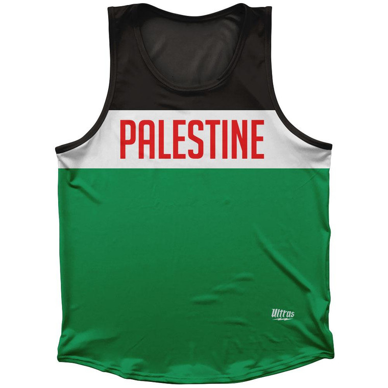 Palestine Country Finish Line Sport Tank Top Made In USA - Black Green