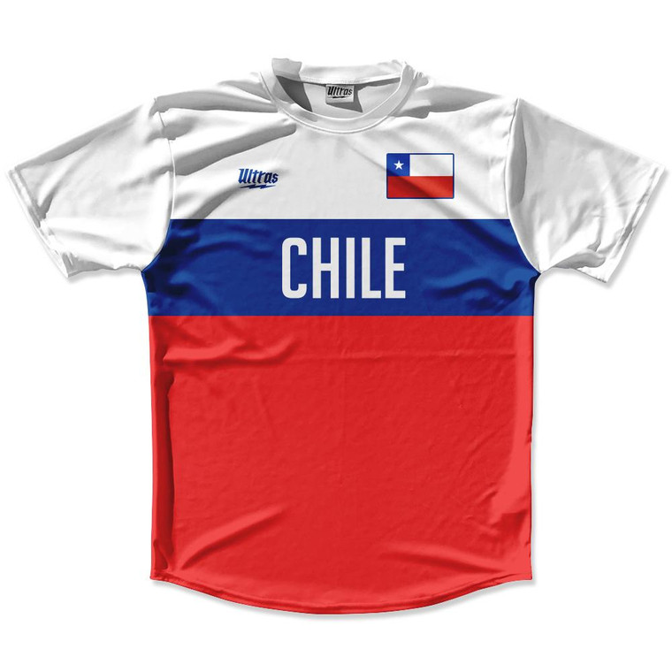 Ultras Chile Flag Finish Line Running Cross Country Track Shirt Made In USA - White Red