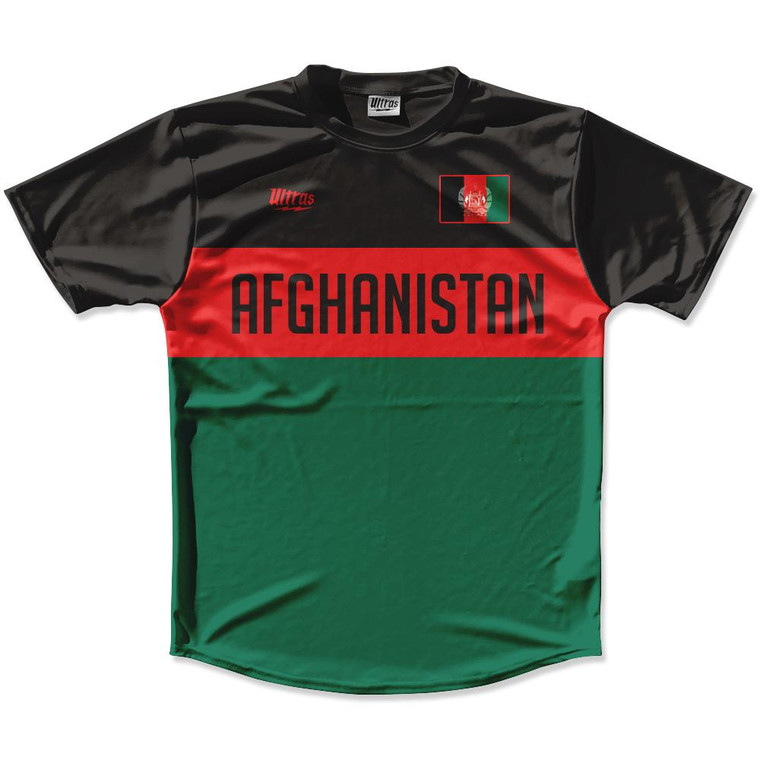 Ultras Afghanistan Flag Finish Line Running Cross Country Track Shirt Made In USA - Green Black