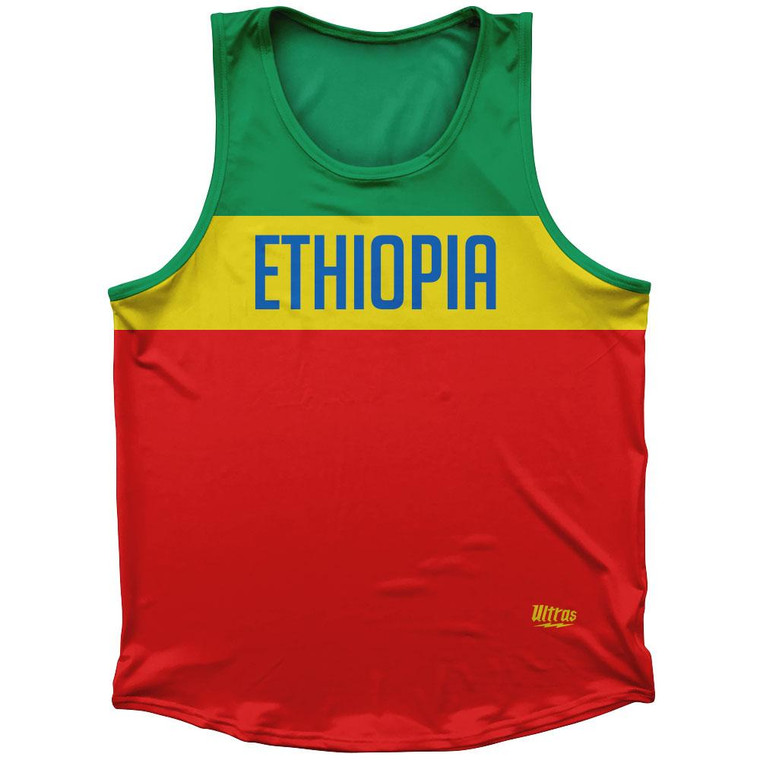 Ethiopia Country Finish Line Sport Tank Top Made In USA - Green Red