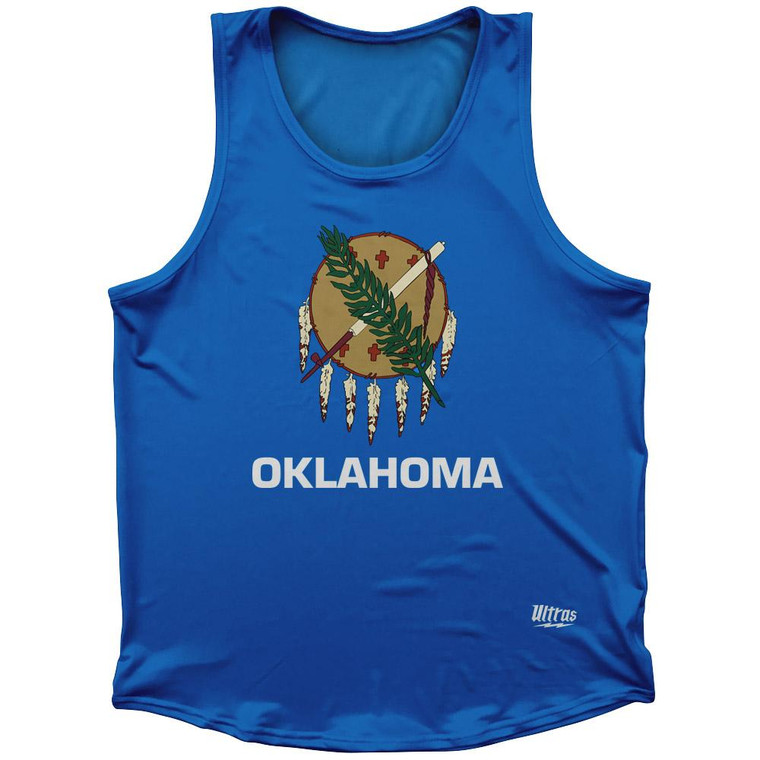 Oklahoma State Flag Sport Tank Top Made In USA - Sky Blue