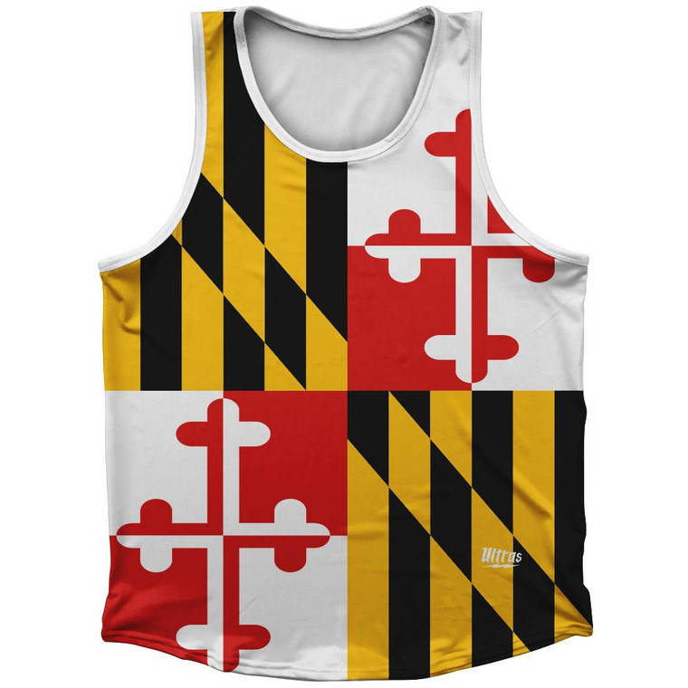 Maryland State Flag Sport Tank Top Made In USA - White Red