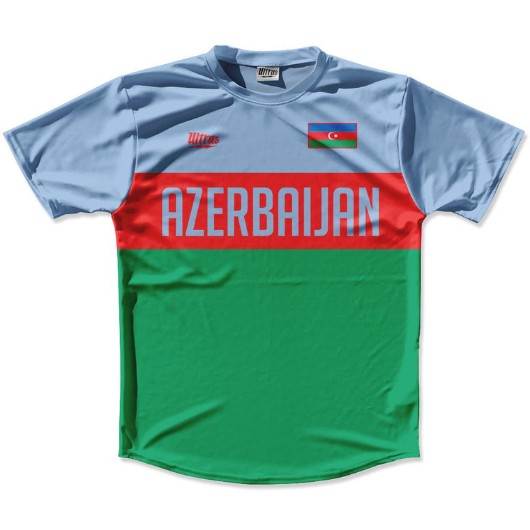Ultras Azerbaijan Flag Finish Line Running Cross Country Track Shirt Made In USA - Blue Green