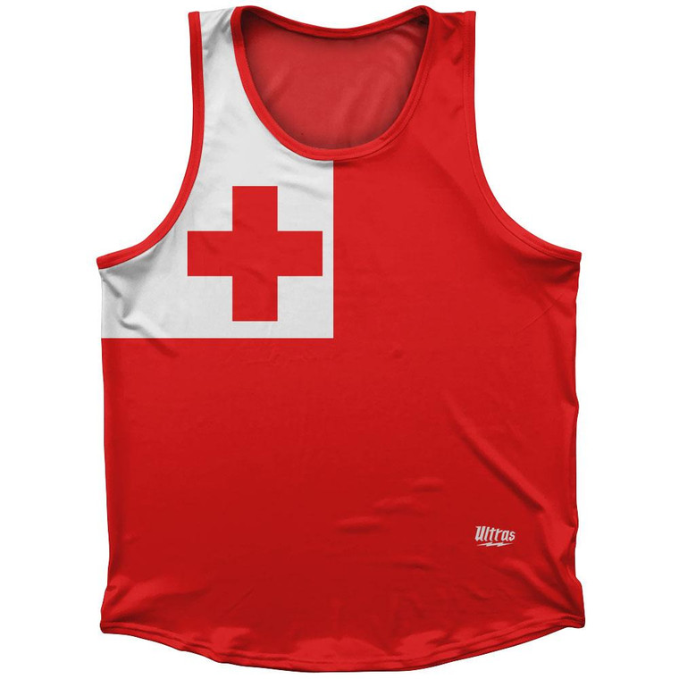 Tonga Country Flag Sport Tank Top Made In USA-Red White