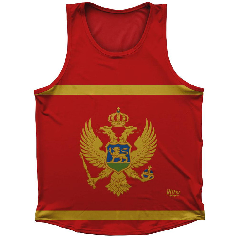 Montenegro Country Flag Sport Tank Top Made In USA - Yellow Red