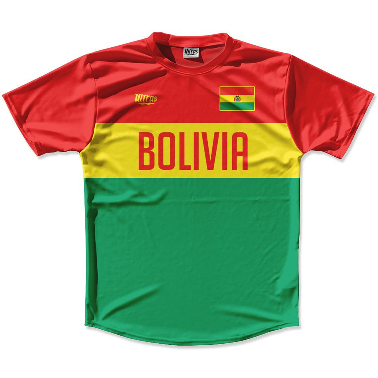 Ultras Bolivia Flag Finish Line Running Cross Country Track Shirt Made In USA-Red Green