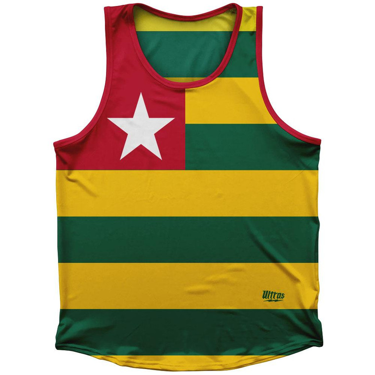 Togo Country Flag Sport Tank Top Made In USA-Green Yellow
