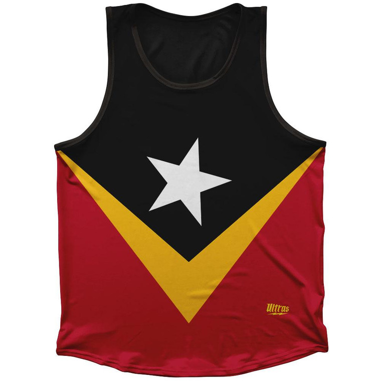 Timor - Leste Country Flag Sport Tank Top Made In USA - Red Yellow