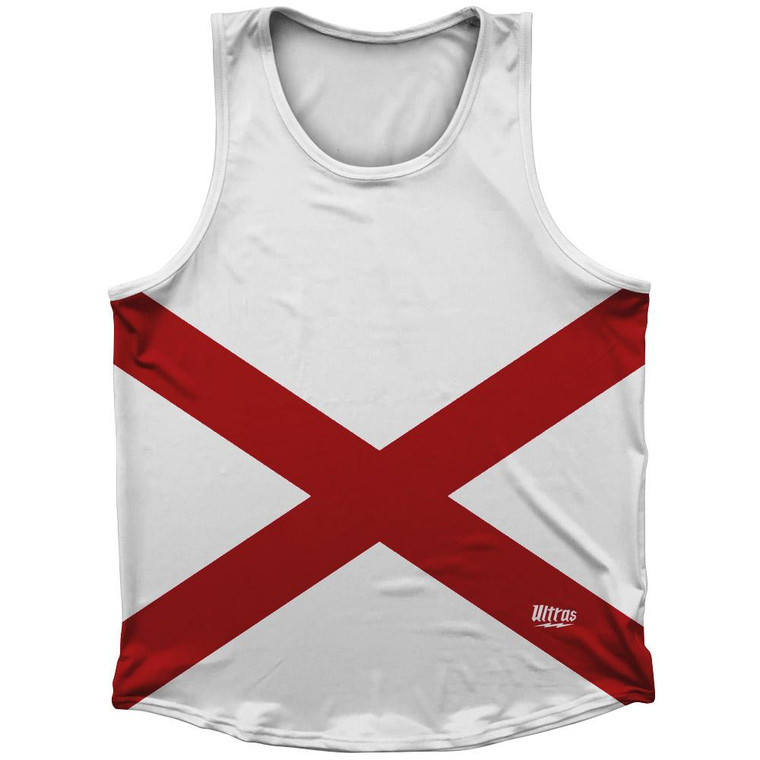 Alabama State Flag Sport Tank Top Made In USA - White Red