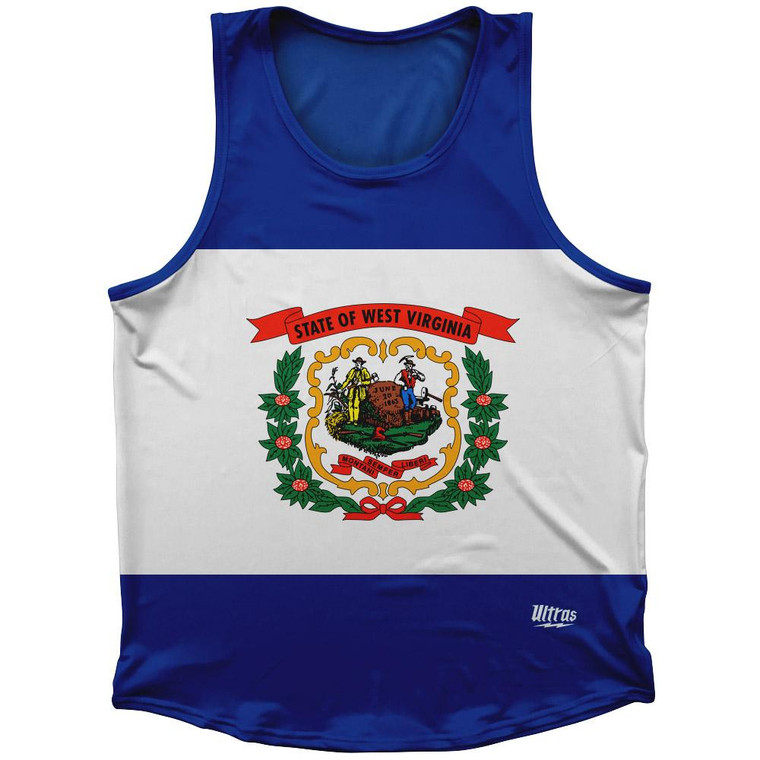 West Virginia State Flag Sport Tank Top Made In USA - Blue White