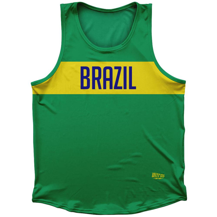 Brazil Country Finish Line Sport Tank Top Made In USA - Green