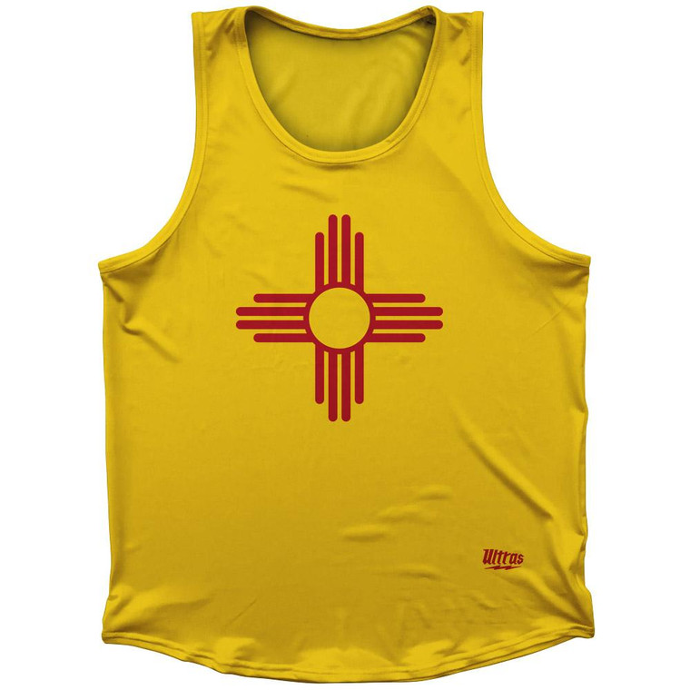 New Mexico State Flag Sport Tank Top Made In USA - Yellow