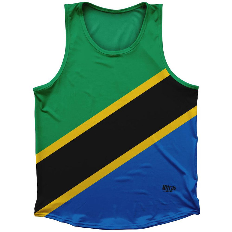 Tanzania Country Flag Sport Tank Top Made In USA - Blue Green