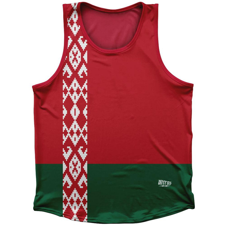 Belarus Country Flag Sport Tank Top Made In USA - Red Green