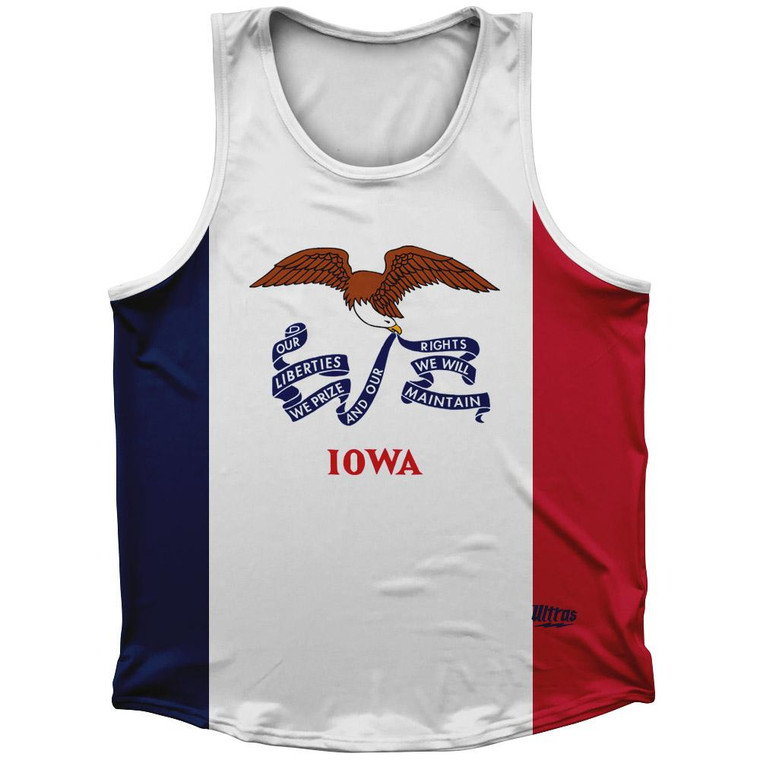 Iowa State Flag Sport Tank Top Made In USA - Blue Red