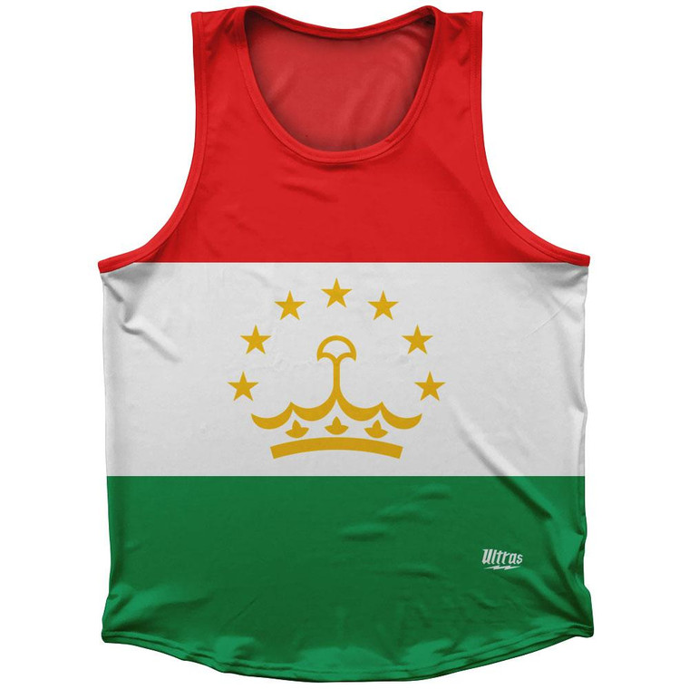 Tajikistan Country Flag Sport Tank Top Made In USA - Red Green