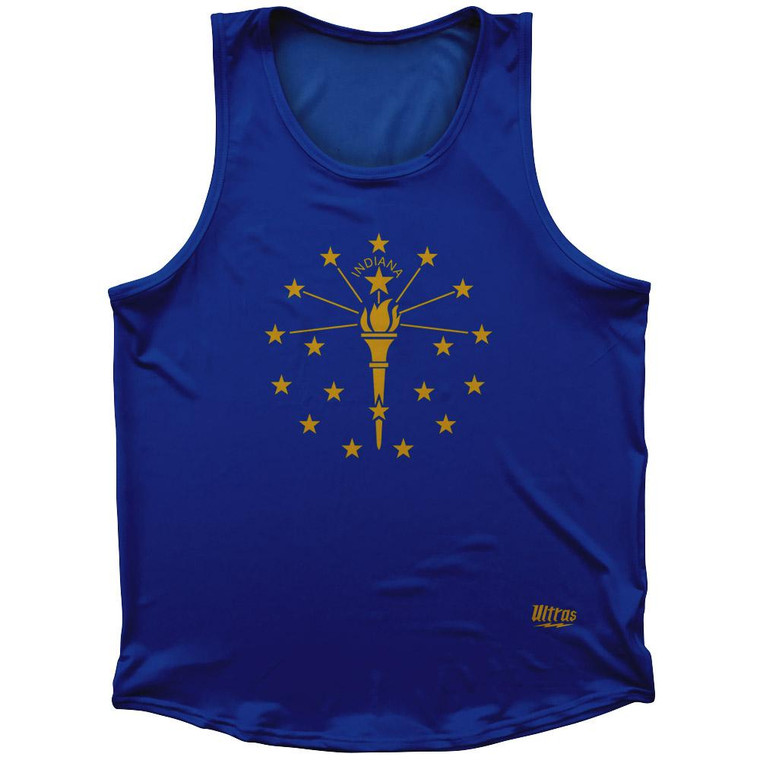 Indiana State Flag Sport Tank Top Made In USA - Navy